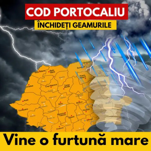 ANM emite noi coduri portocalii de furtuni și căldură extremă