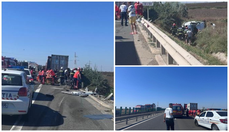 13 persoane rănite într-un accident rutier pe autostrada A4