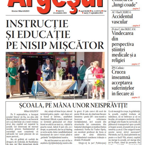 A apărut noul număr al publicației &quot;Argeșul&quot; - print, septembrie 2024