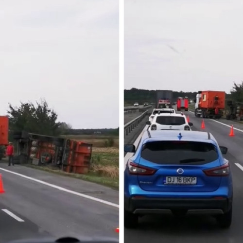 Accident pe Autostrada Pitești - București, trafic îngreunat