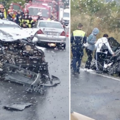 Accident între două autoturisme în localitatea Cuca, Argeș