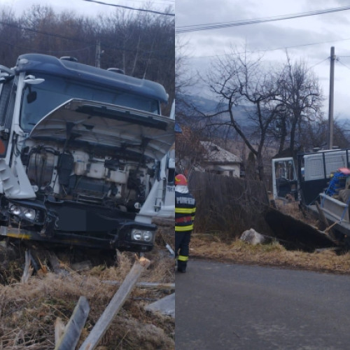 Intervenție de urgență în Valea Mare Pravăț după un incident cu TIR-ul "zburând" în câmp!