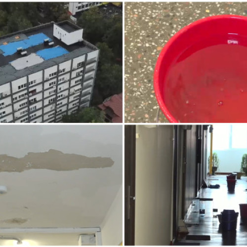 Bloc din Galați inundat din cauza unor defecte la acoperiș în timpul renovării