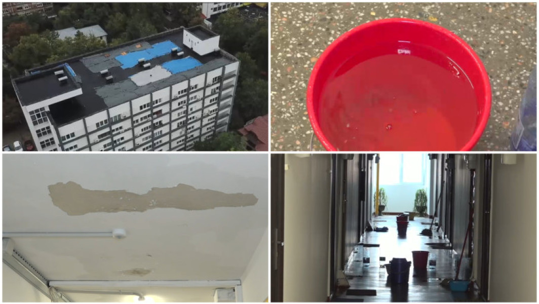 Bloc din Galați inundat din cauza unor defecte la acoperiș în timpul renovării