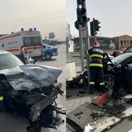 Doi tineri, transportați de urgență la spital după un impact devastator la Mioveni!