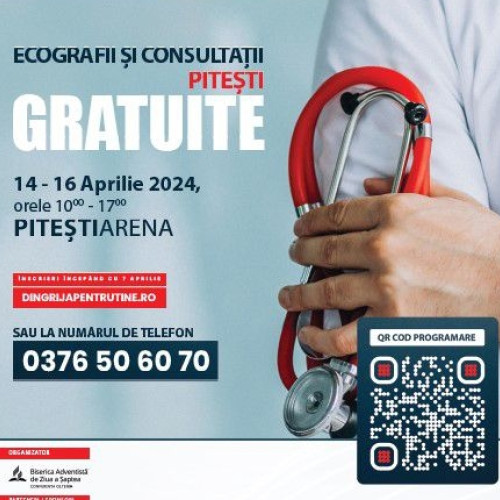 Campanie de ajutorare a oamenilor: servicii gratuite de sănătate, social și educație, Pitești, 14-19 aprilie 2024!